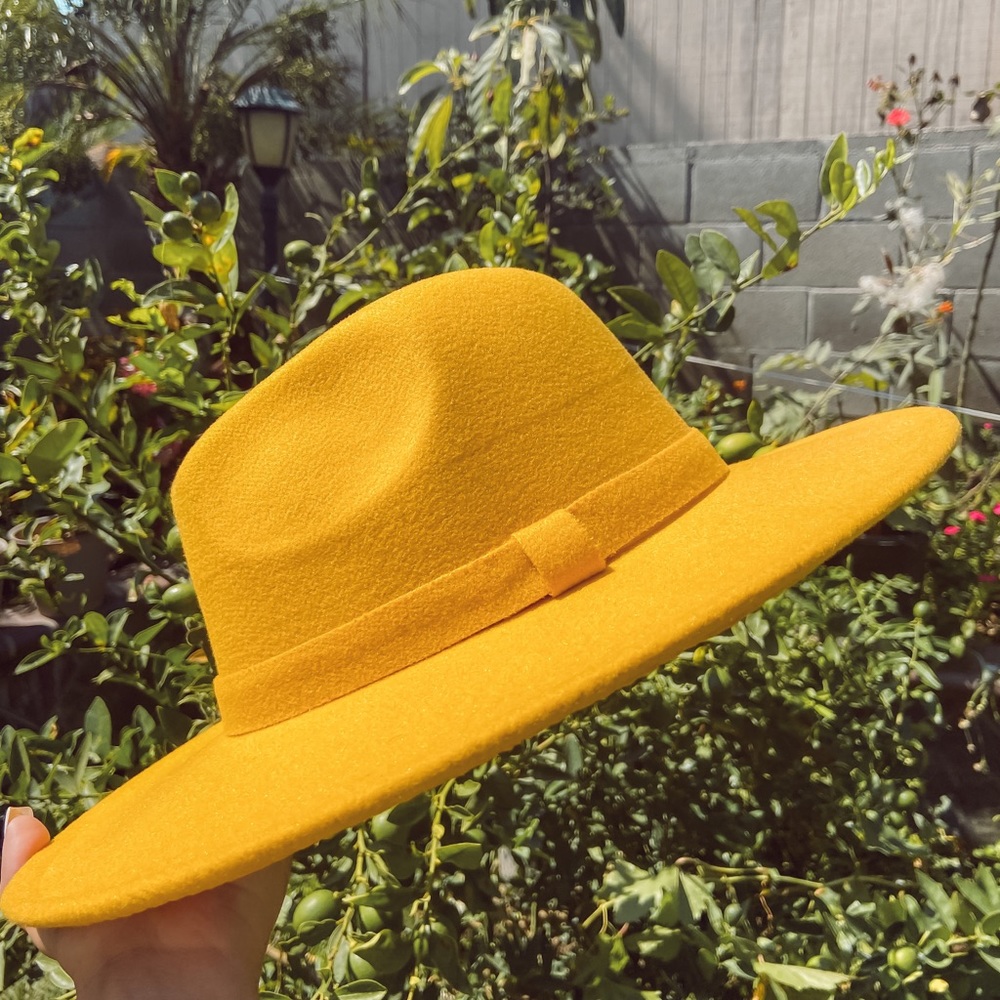 Wide brim fedora- mustard